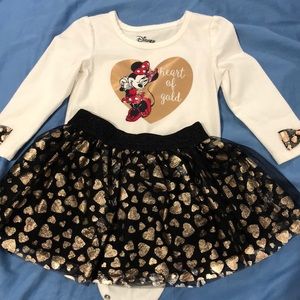 Minnie Mouse Gold and Black Onesie/Skirt Set